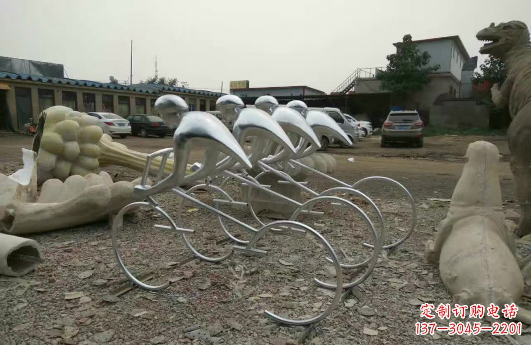 大同不锈钢抽象自行车人物雕塑
