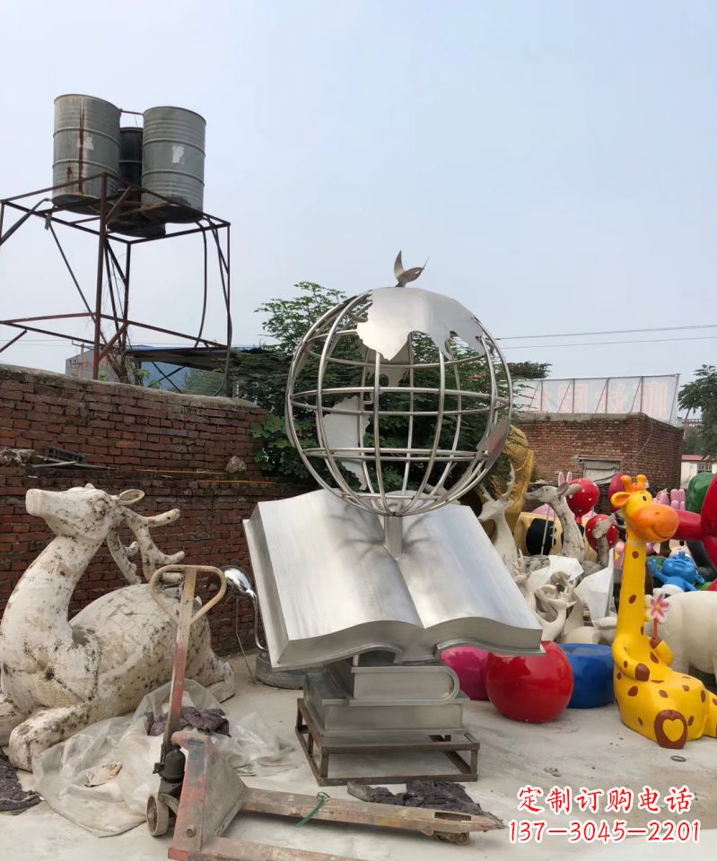大同不锈钢地球雕塑点亮校园景观