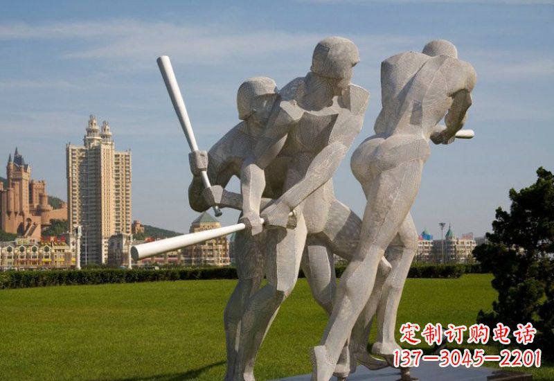 大同不锈钢打棒球人物雕塑2