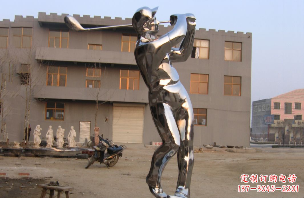 大同不锈钢打高尔夫球广场雕塑