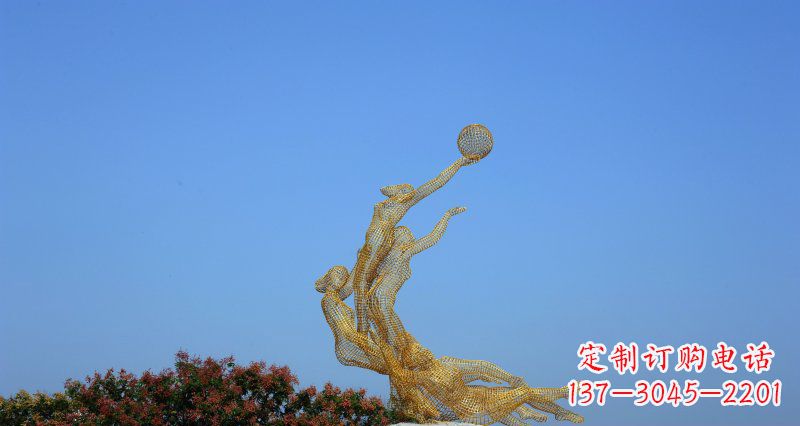大同不锈钢打篮球的女孩公园景观雕塑