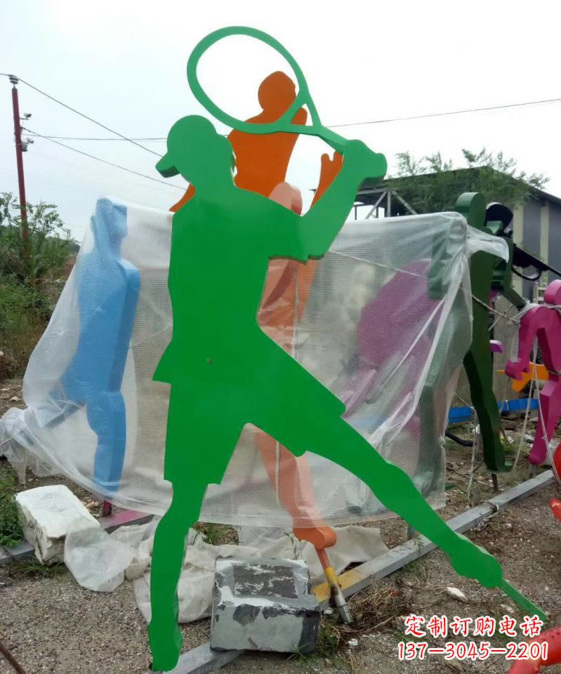 大同不锈钢打羽毛球抽象人物雕塑