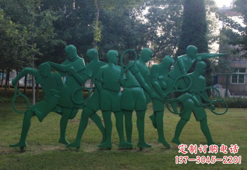 大同不锈钢打羽毛球人物雕塑
