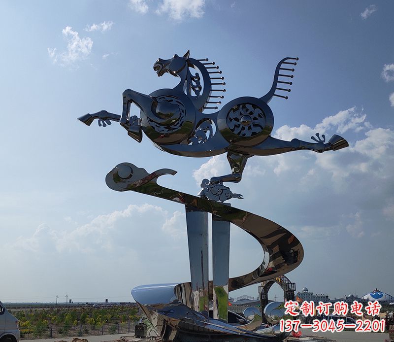 大同不锈钢大型马踏飞燕景观雕塑集艺术与自然于一体