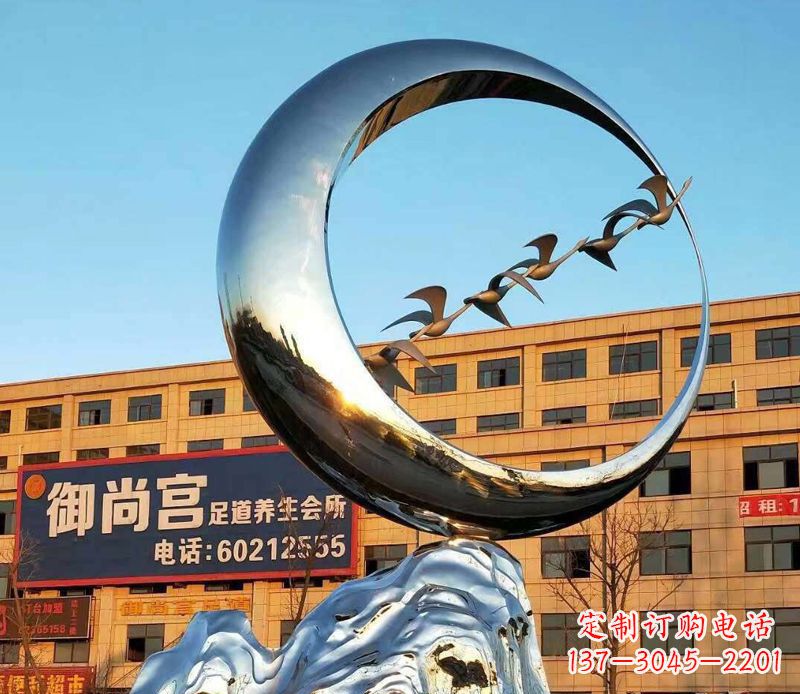 大同不锈钢大雁雕塑象征着生机勃勃的美丽