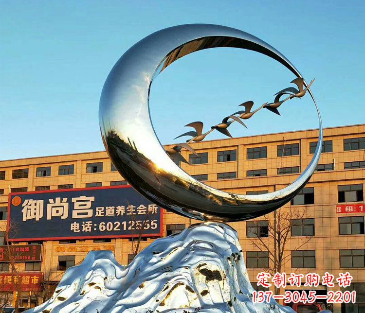 大同不锈钢大雁雕塑精美的艺术之作