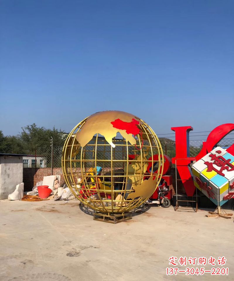 大同不锈钢地球仪雕塑校园景观雕塑