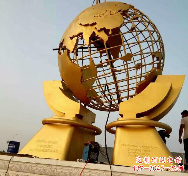 大同不锈钢地球仪镂空雕塑以艺术展示地球的美