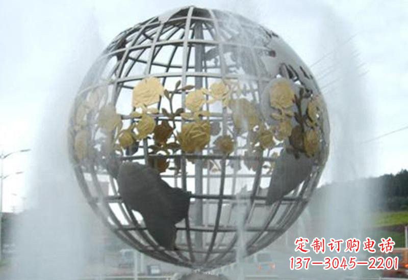 大同不锈钢地球仪雕塑象征着地球家园