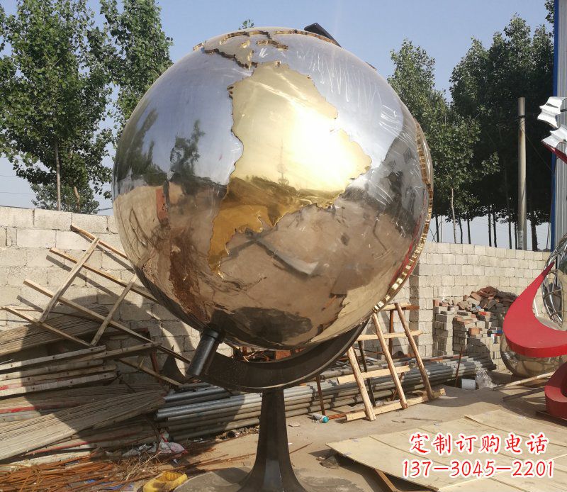 大同不锈钢地球仪校园中的精美雕塑