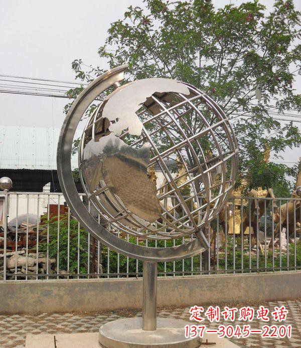 大同精美不锈钢地球仪雕塑点缀校园美景