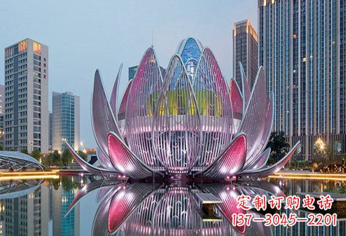 大同不锈钢灯光景观荷花雕塑