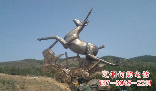 大同不锈钢动物飞奔的鹿雕塑
