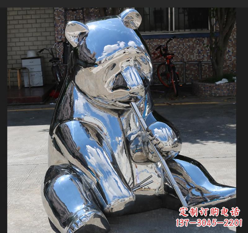 大同不锈钢动物镜面熊雕塑