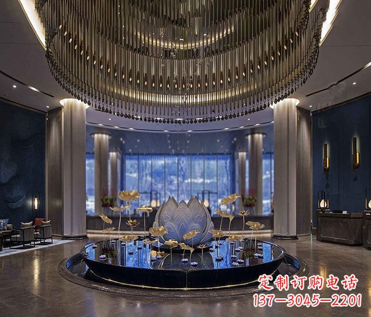 大同不锈钢锻造荷花雕塑精美无比