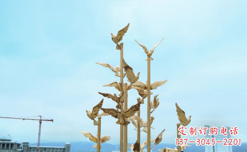 大同不锈钢飞翔的鸽子雕塑传递自由、和平的美好祝愿