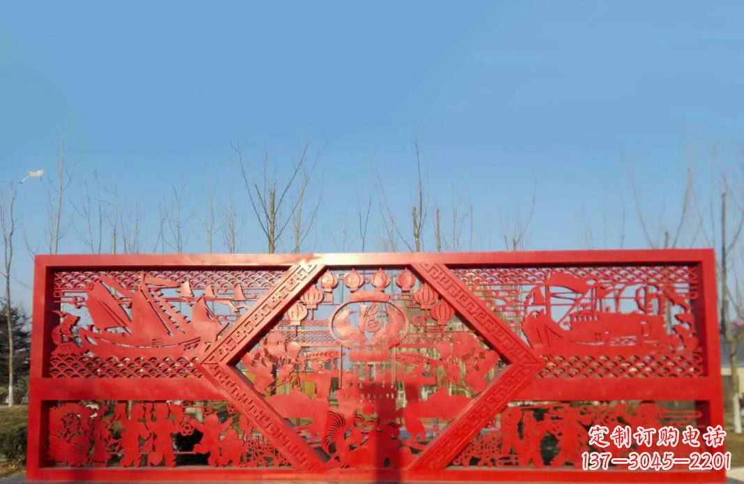 大同不锈钢福字剪纸广场景观雕塑