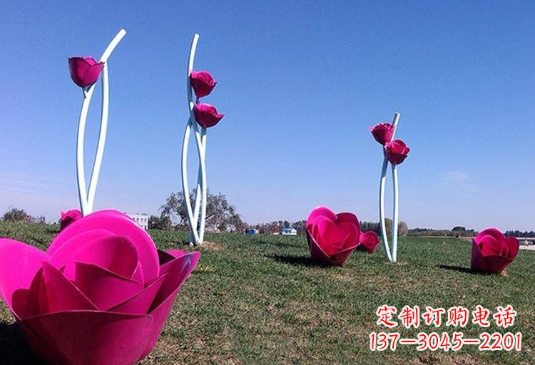 大同不锈钢公园彩色玫瑰花雕塑