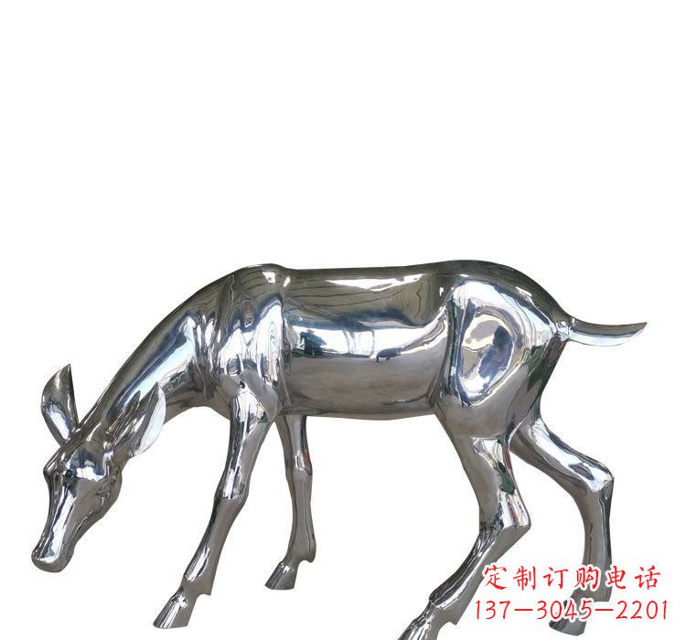 大同不锈钢公园草坪小鹿雕塑