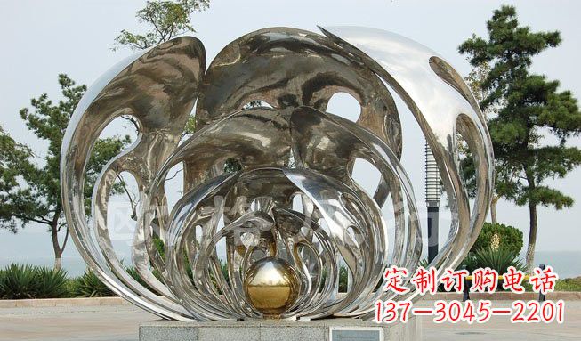 大同不锈钢公园抽象贝壳珍珠雕塑