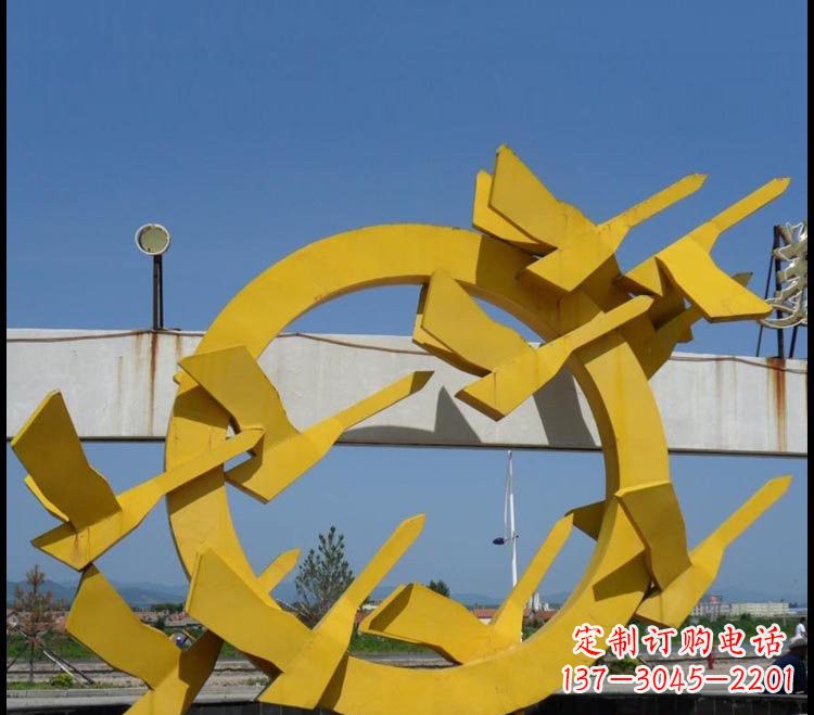 大同不锈钢大雁雕塑点缀公园美景
