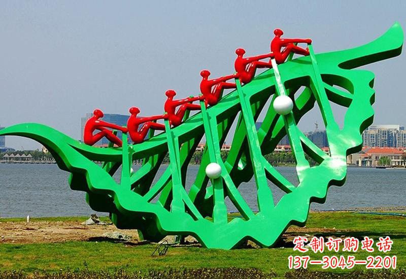 大同不锈钢公园抽象树叶船雕塑