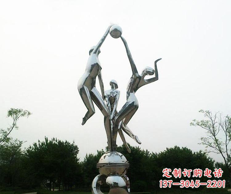大同不锈钢公园打排球的女孩雕塑