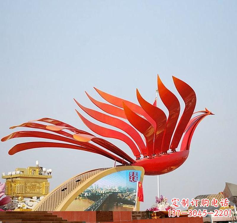 大同不锈钢凤凰雕塑——美丽的象征