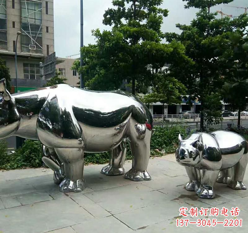 大同不锈钢犀牛雕塑把大自然带入城市