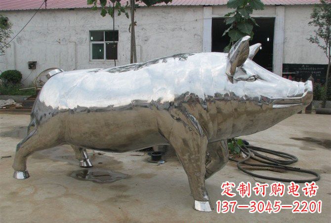 大同不锈钢公园动物猪雕塑精美雕塑展现完美美学