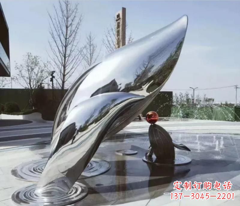 大同精美不锈钢海豚雕塑