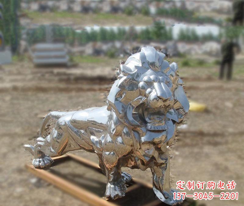 大同不锈钢公园镜面狮子雕塑