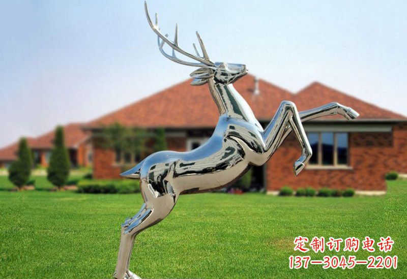 大同不锈钢公园镜面梅花鹿雕塑