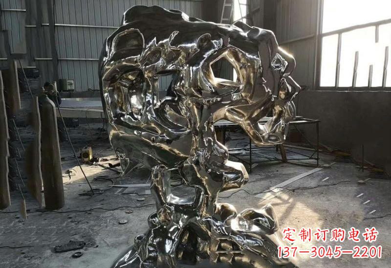 大同不锈钢公园镜面太湖石雕塑