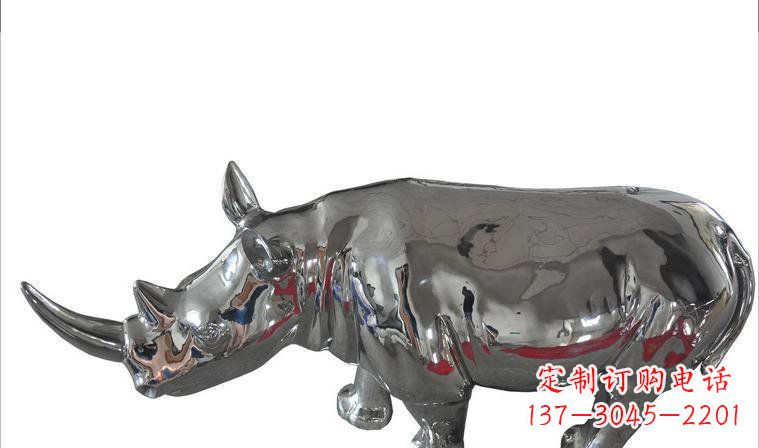 大同不锈钢公园镜面犀牛雕塑