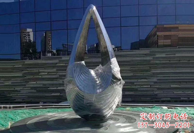 大同不锈钢空心水滴雕塑美丽的艺术之作
