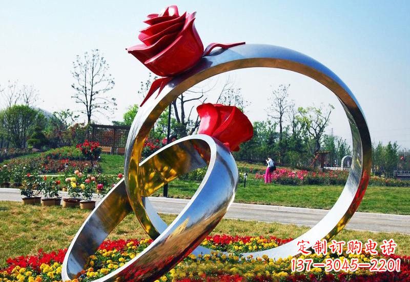 大同不锈钢公园玫瑰花戒指雕塑