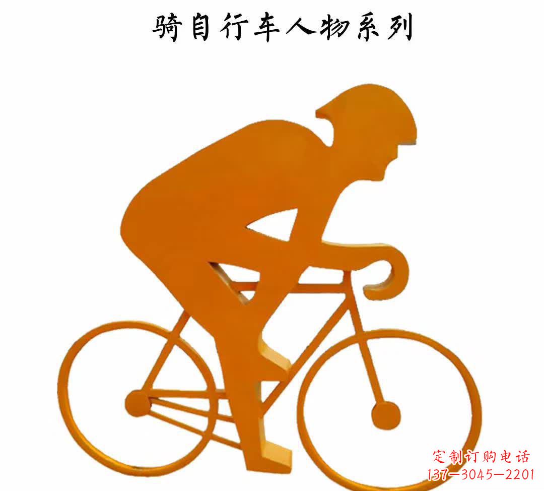 大同不锈钢公园骑自行车人物雕塑
