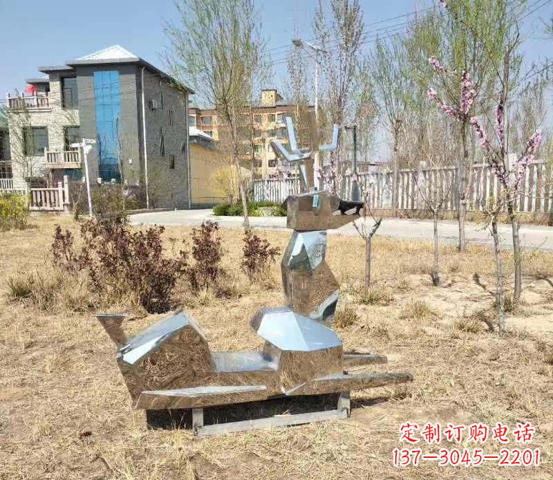 大同不锈钢公园小鹿雕塑