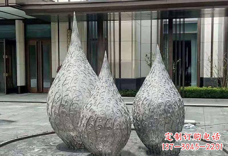 大同不锈钢公园小区镂空水滴雕塑