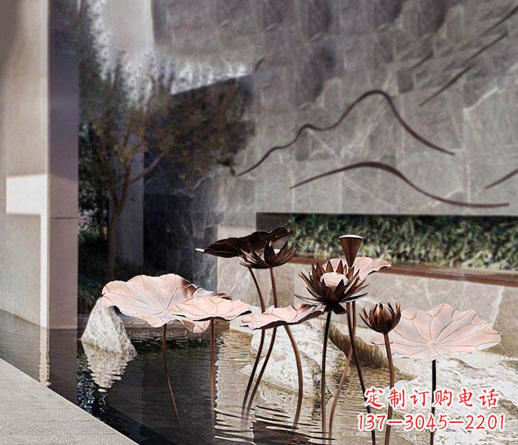 大同不锈钢古铜色荷花雕塑