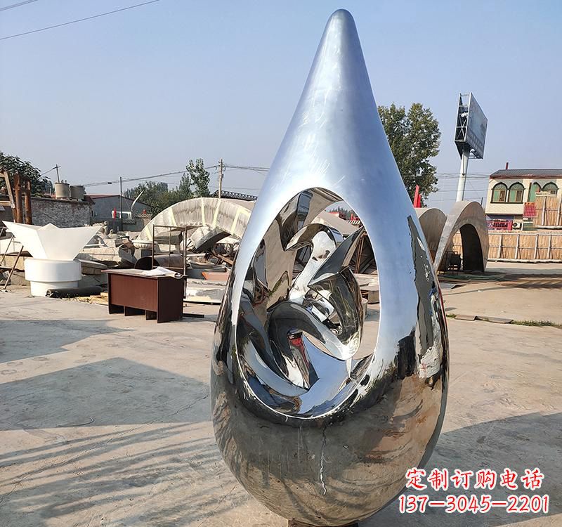 大同不锈钢大水滴雕塑一座极致简约的艺术作品