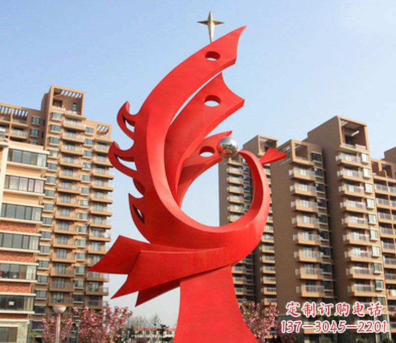 大同凤凰雕塑不锈钢广场的精美景观