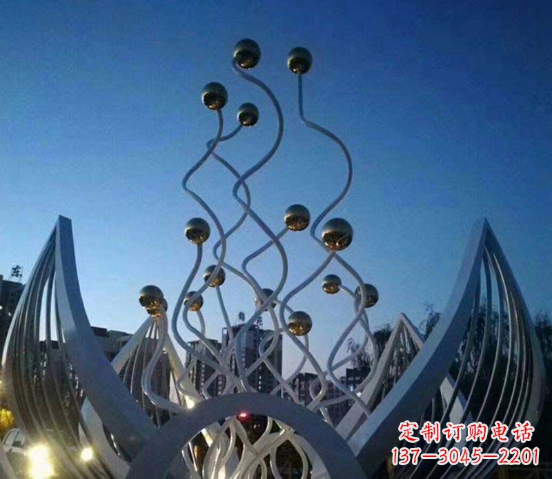 大同不锈钢荷花雕塑美丽的象征
