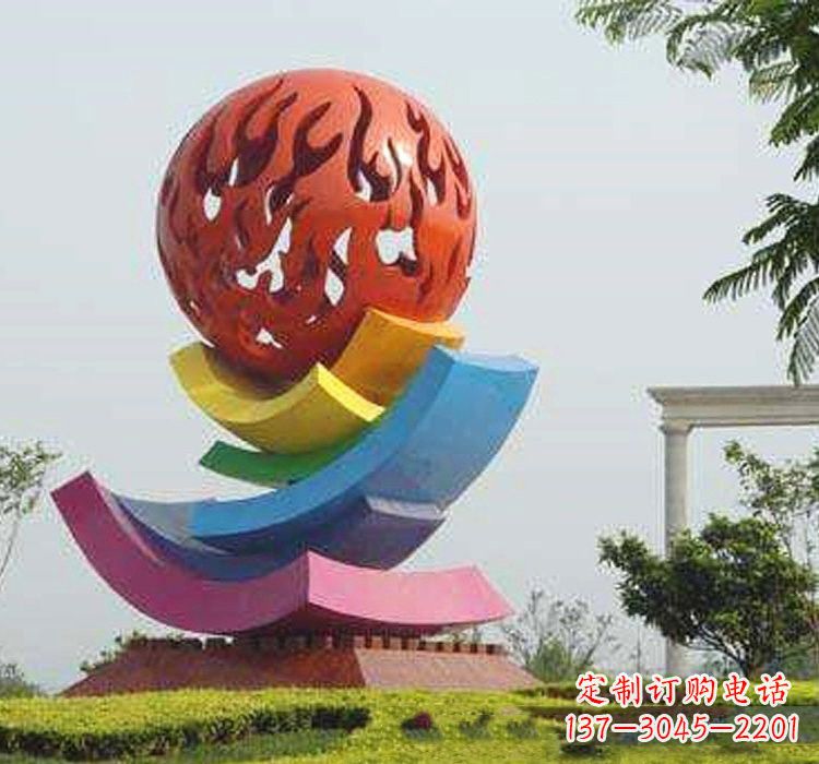 大同不锈钢火苗镂空球雕塑——美轮美奂的艺术之作