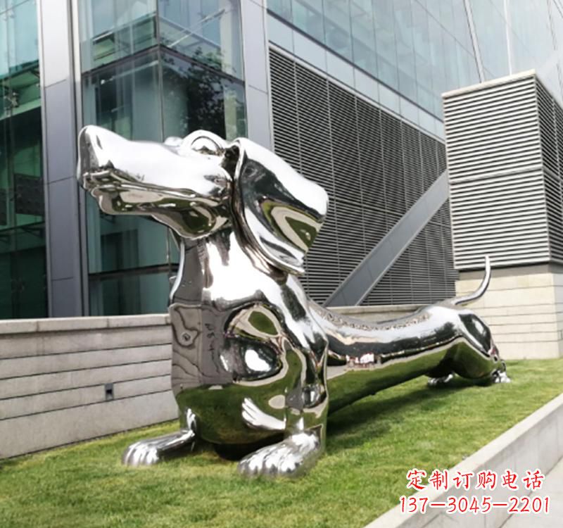 大同不锈钢广场几何动物狗雕塑