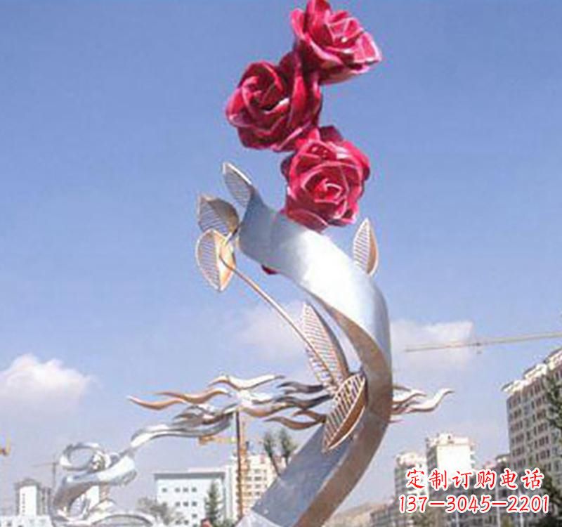 大同不锈钢玫瑰雕塑,点缀广场景观