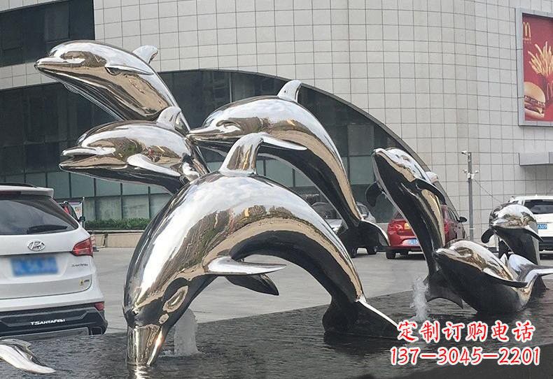 大同不锈钢广场镜面海豚雕塑