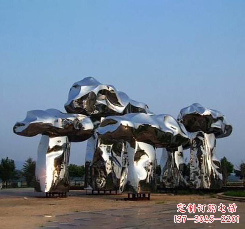 大同不锈钢广场镜面蘑菇雕塑