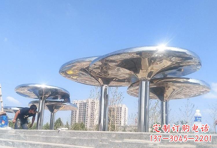 大同不锈钢广场凉亭雕塑——精美雕塑点缀美丽环境
